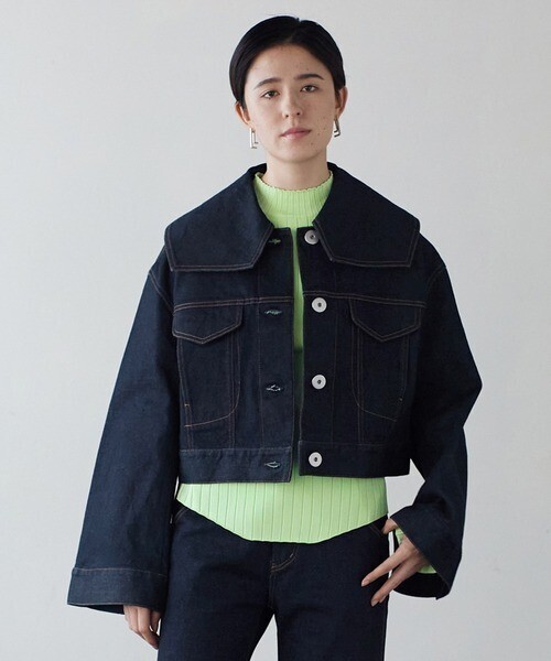 LANVIN en Bleu ビッグカラーデニムショートジャケット