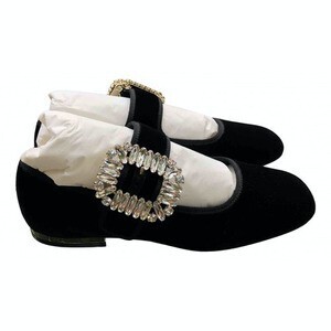 Roger Vivier Black Velvet Ballet Flats