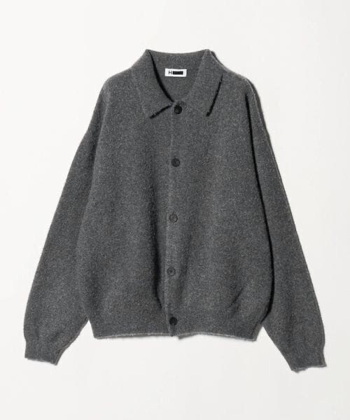 H BEAUTY&YOUTH ＜H＞ナッピングウール ポロカラー カーディガン
