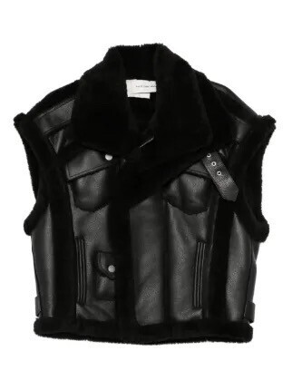 Feng Chen Wang Lederjacke mit Besatz aus Shearling