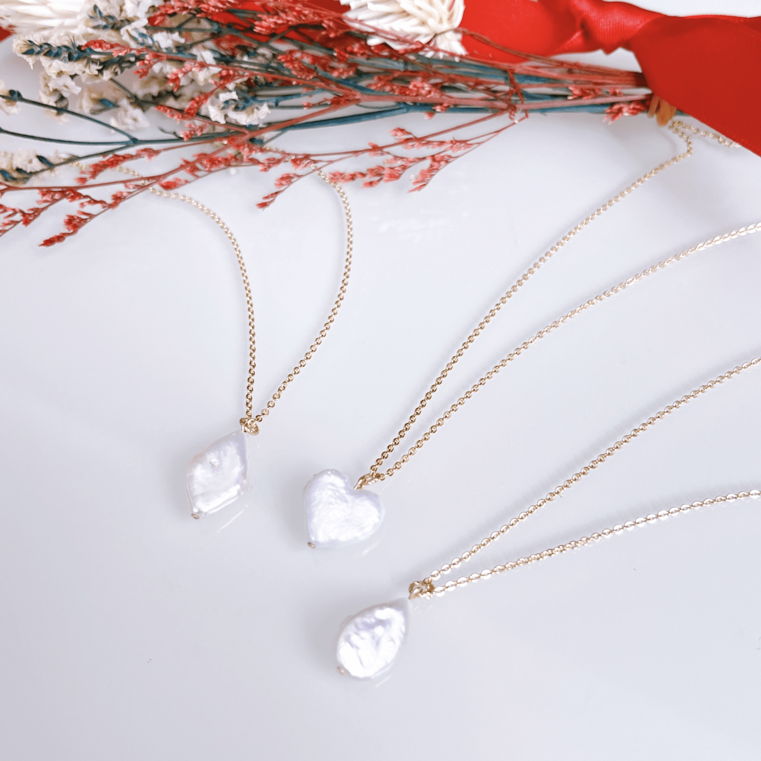 SAKURA jewelry SAKURA jewelry /56/淡水パールのモチーフネックレス　ハート　ダイヤ　しずく