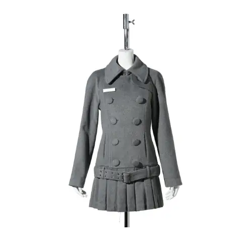 Nφdress DOUBLE-BREASTED PLEATED HEM WOOL COAT