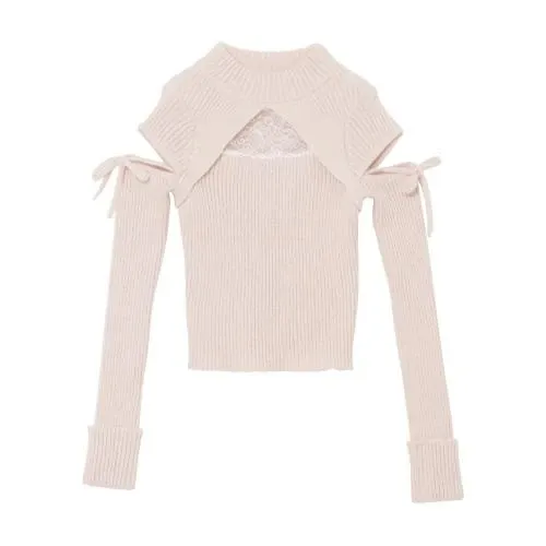 Rosé Muse cut out lace point knit tops