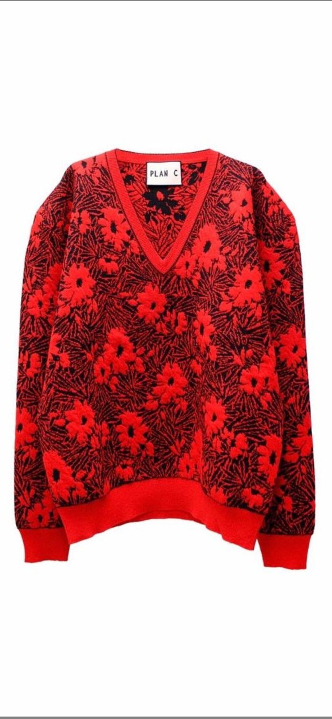 PLAN C MERANGE FLOWER VNECK KNIT