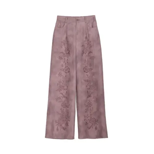 Ameri VINTAGE SYNTHETIC SUEDE EMBROIDERY PANTS