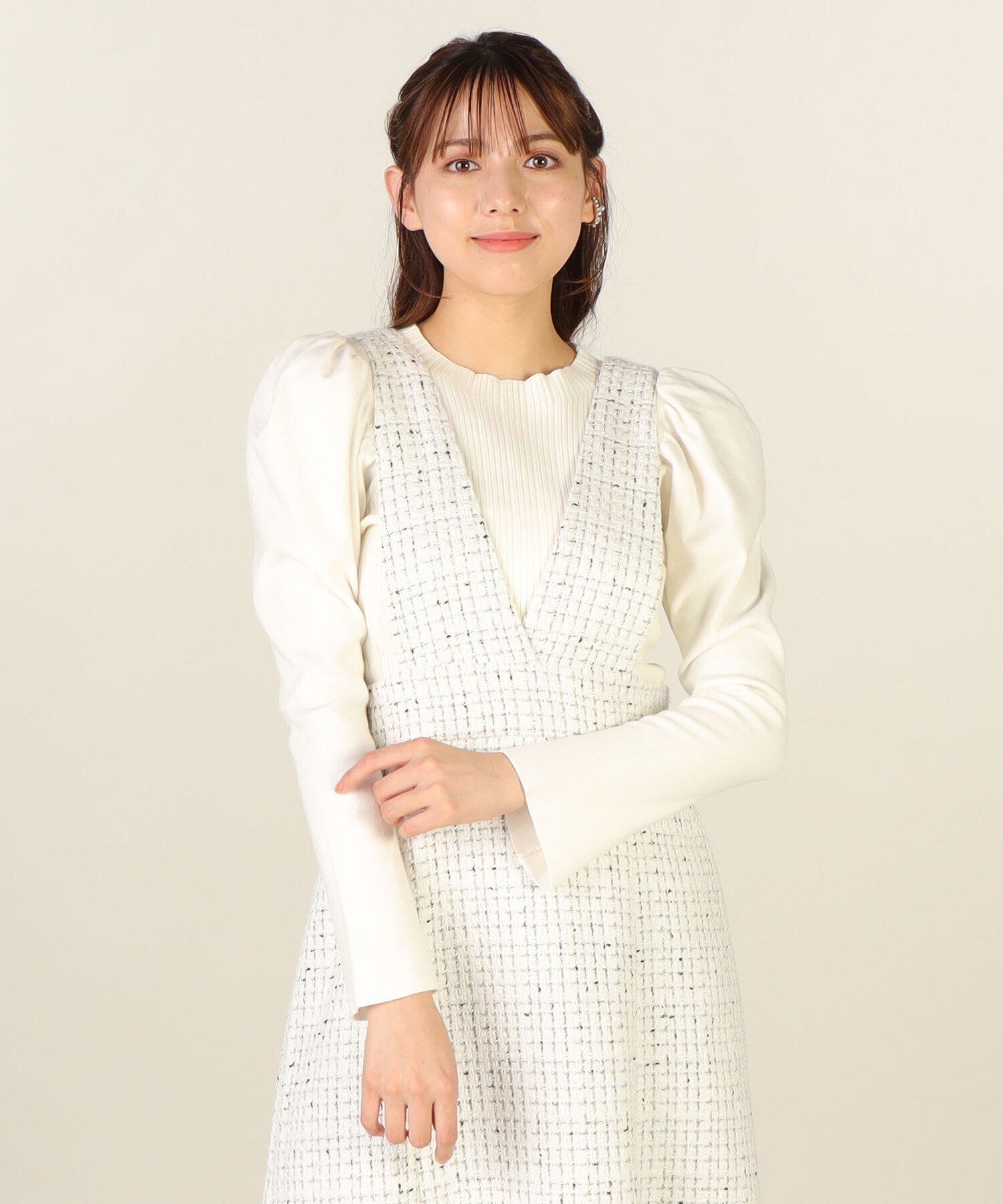 LAISSE PASSE パフスリーブニットプルオーバー