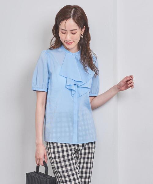 UNITED ARROWS TA/P/C フロントフリル ショートスリーブ ブラウス