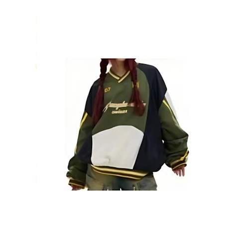 PeopleStyle PeopleStyle ラグビー Vネック カラーブロック スウェットシャツ