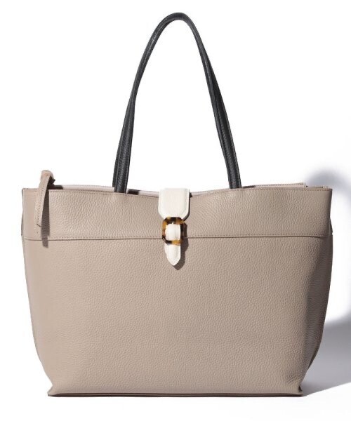 perche 牛革×べっ甲バックルPCトート