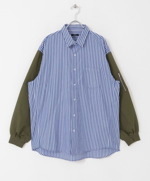 ITEMS URBANRESEARCH 切替スリーブ ストライプシャツ