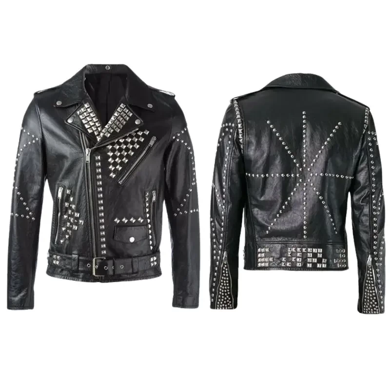 SAINT LAURENT Vintage Rivet Motorcycle Leather Jacket