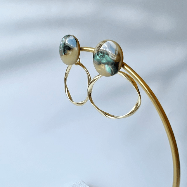 MU カボションフープピアス