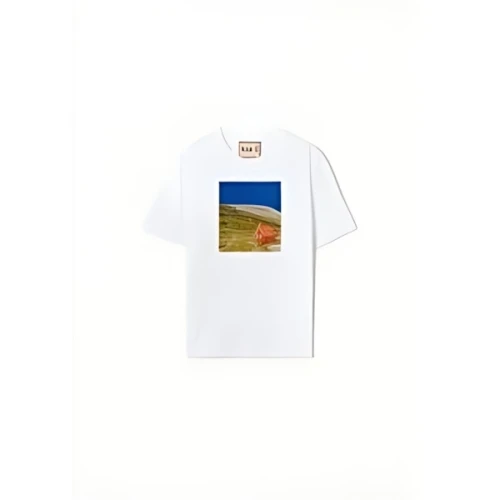 Plan C ホワイトコットンプリントTシャツ