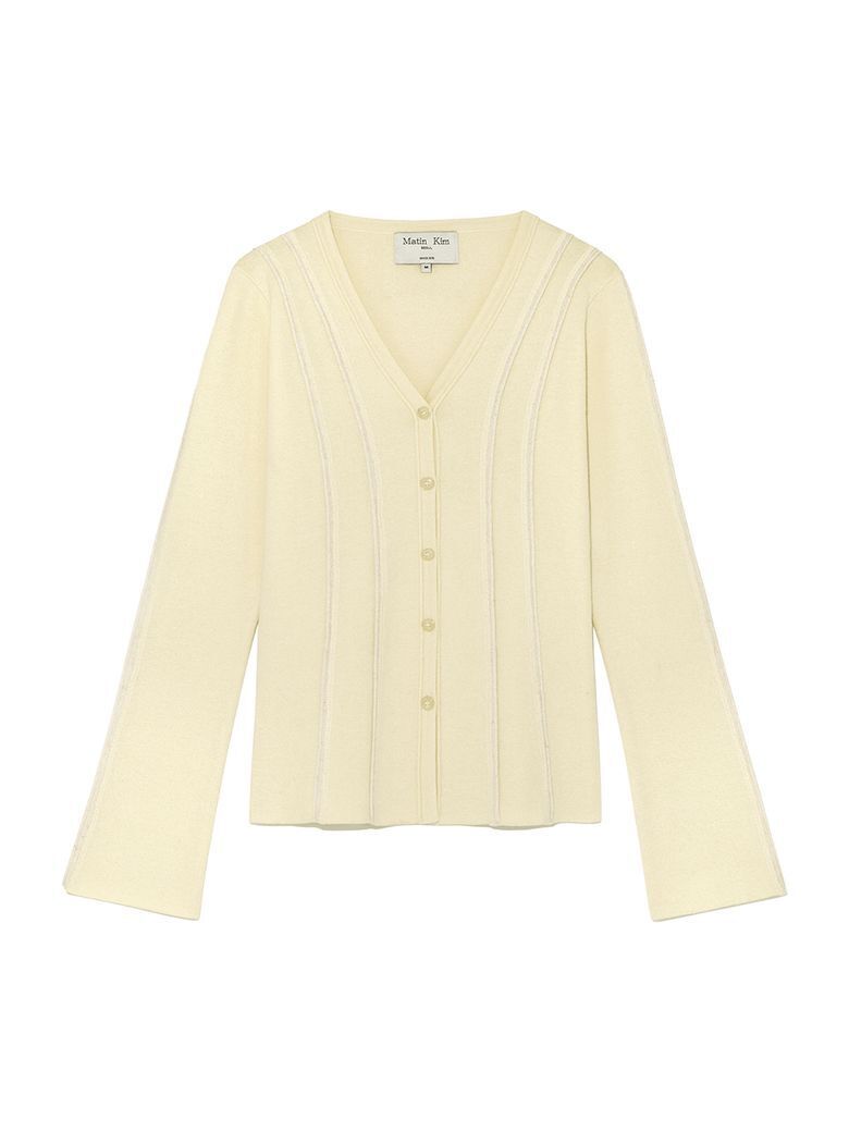 MATIN KIM CUT LINE SLIM CARDIGAN IN LIME