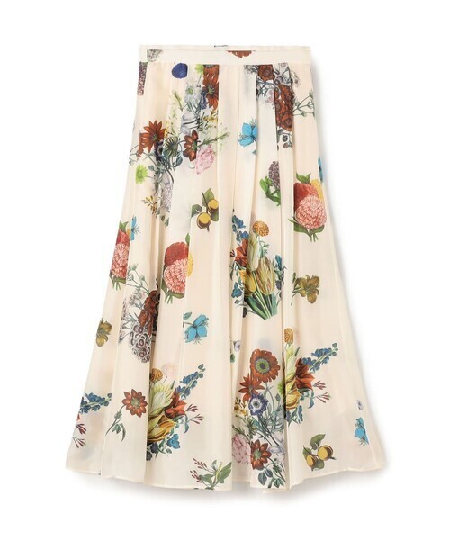 CABaN シルク BOUQUETプリント フレアスカート