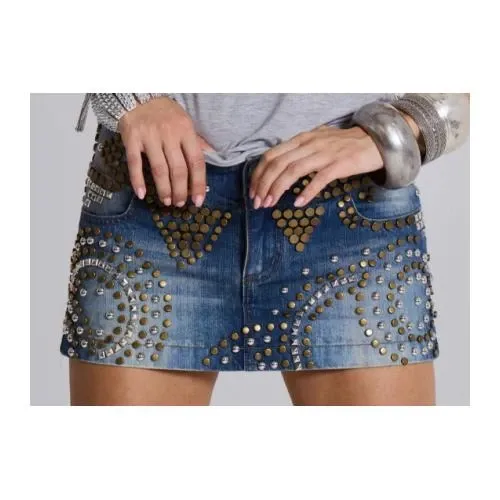 Jaded London Hena Studded Denim Mini Skirt