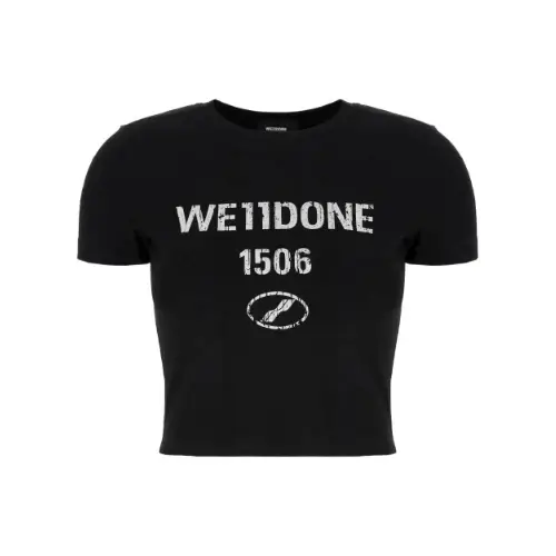 WE11DONE logo-print cropped T-shirt