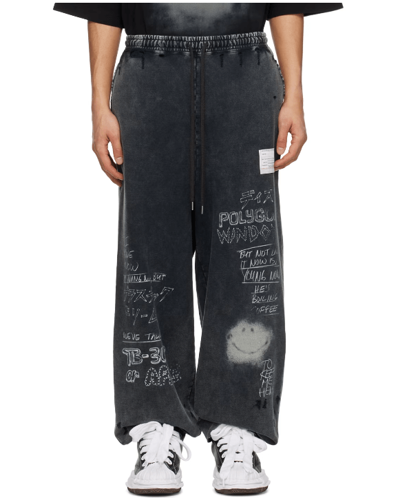 Maison MIHARA YASUHIRO ブラック ブリーチ スウェットパンツ