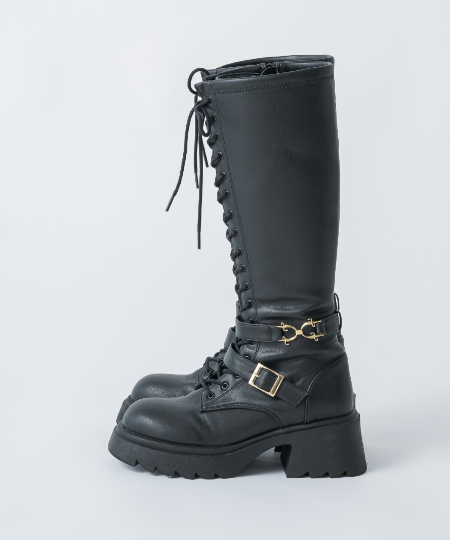 idem lace up buckle long boots / レースアップロングブーツ