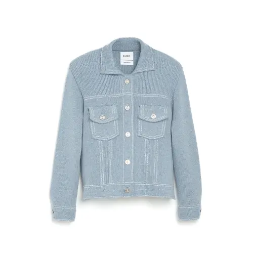 BARRIE Denim fitted cashmere and cotton jacket