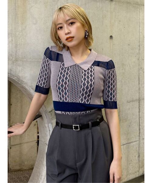 MURUA シアーケーブルハーフニット