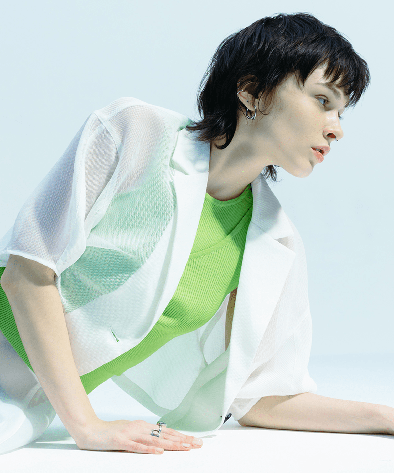 LAEMUSE MESH CURVED SLEEVE JACKET