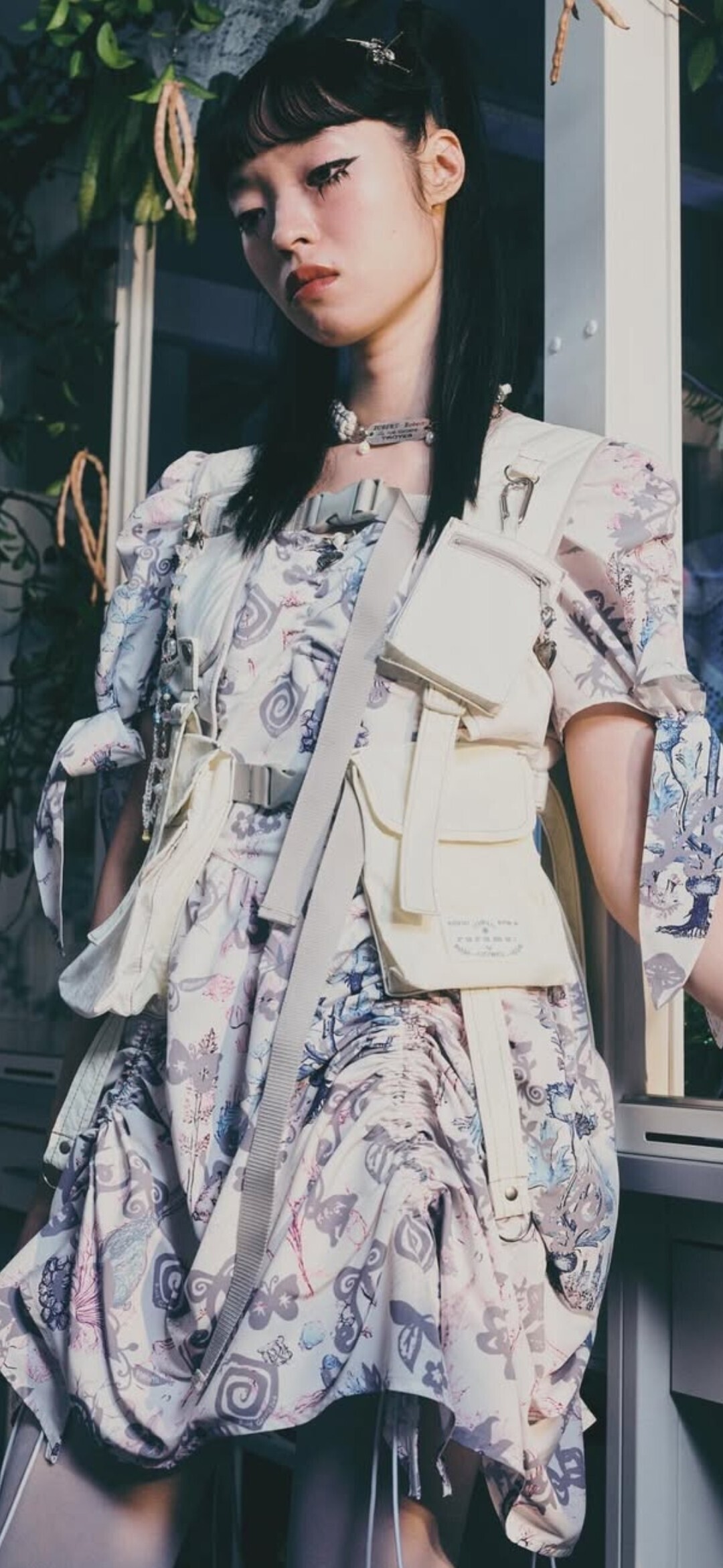 rurumu "Unknown plants" printed drawstring dress