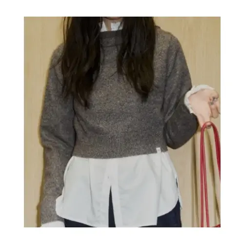 bita. Kid Mohair/Silk混 ボートネックショート丈ニット