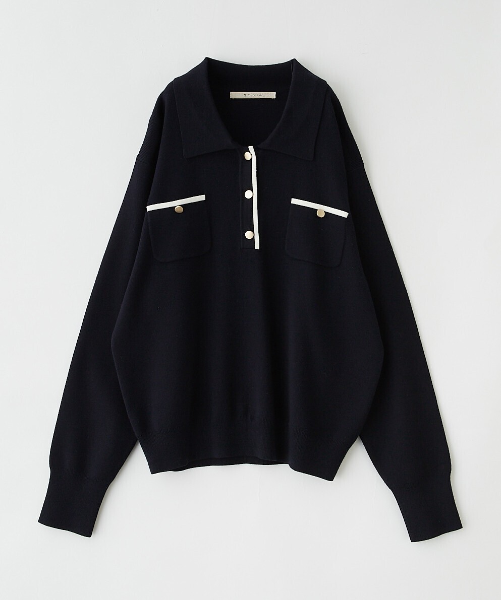 Stola. ポロカラートリムニットプルオーバー