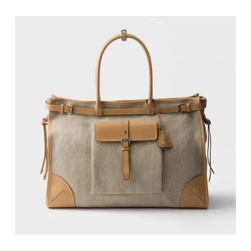 PRADA プラダ ボニー リネン レザー トートバッグ