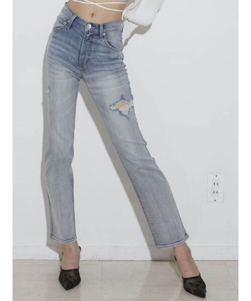 GYDA M/Wダメージストレートデニムパンツ
