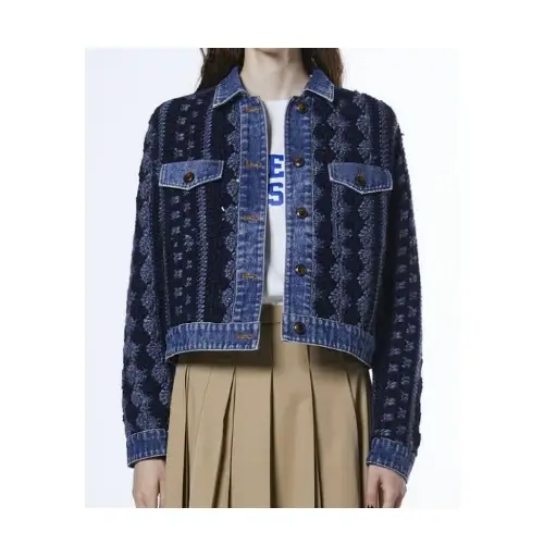 DOUBLE STANDARD CLOTHING デニムコンビハンドニットジャケット