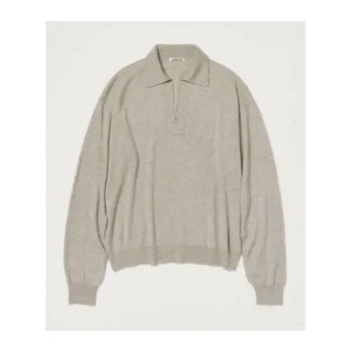 AURALEE CASHMERE SILK KNIT SKIPPER POLO