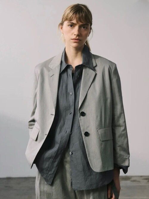 MARGARET HOWELL FINE STRIPE COTTON SILK JACKET