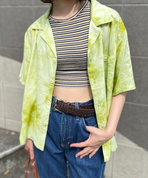 mi via loca タイダイ柄 半袖 開衿シャツ