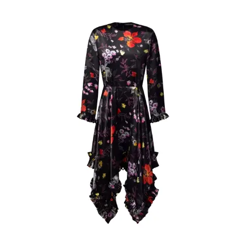 LOUIS VUITTON L/S Dress W/ Asymmetric Ruffle Hem Dtl