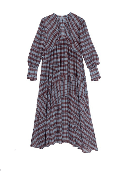 AMERI VINTAGE IRREGULAR PLAID PATTERN DRESS