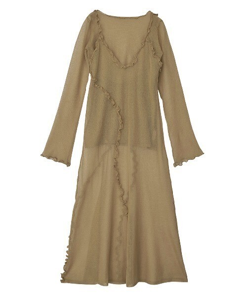 AMERI 2PIECE SHEER LONG KNIT TOP