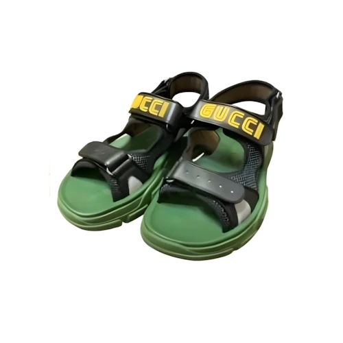 GUCCI 19AW ロゴレザーストラップ メッシュサンダル