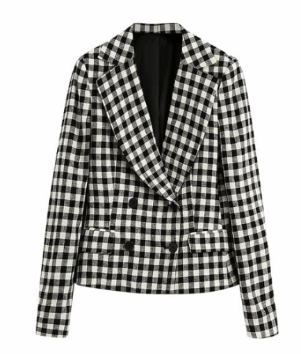 ZARA gingham black white blazer