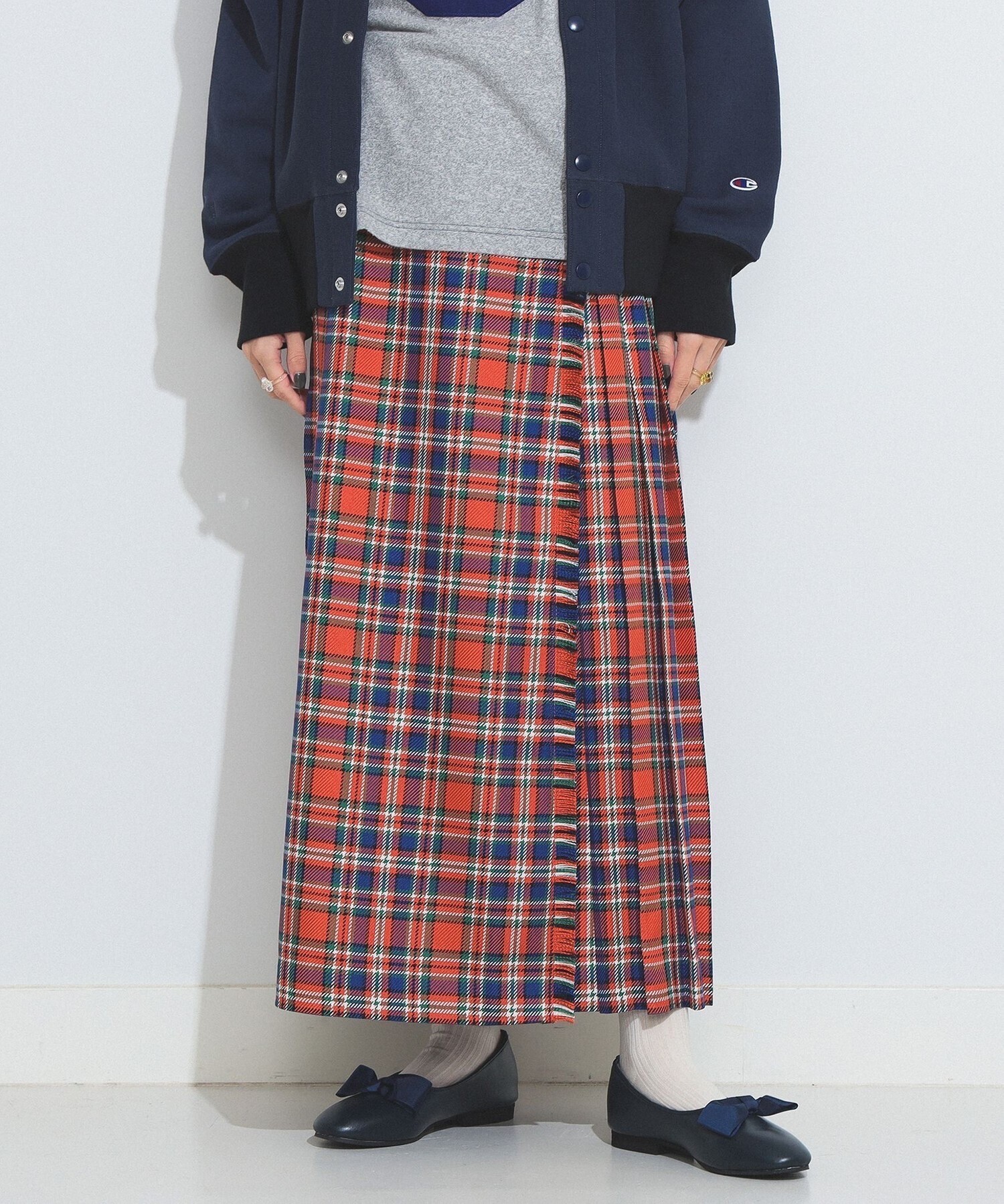 BEAMS BOY チェック キルトスカート 23FW
