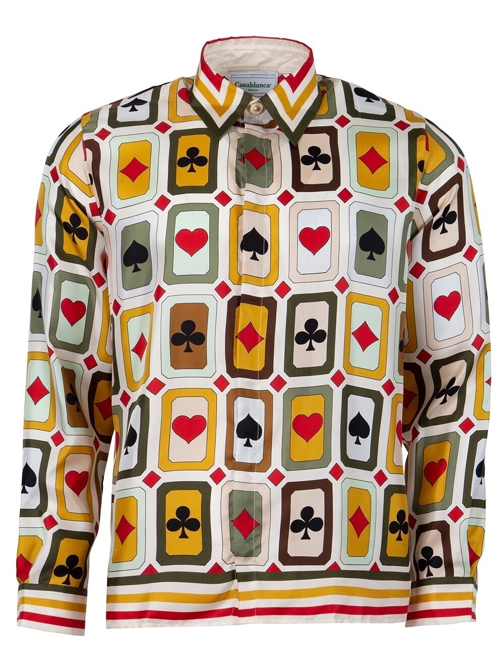 CASABLANCA SILK CARD CHECK PRINT SHIRT