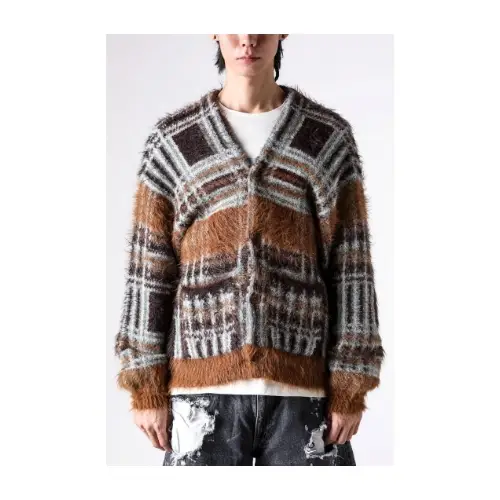 SEVESKIG Lustre Check Knit Cardigan