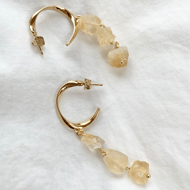 MU MU/シトリンハーフフープピアス