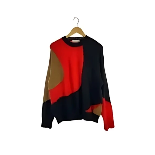 WRAPINKNOT INTARSIA DESIGN CREW NECK PULLOVER