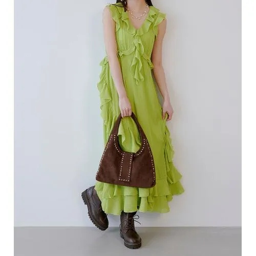 LILY BROWN ラッフルフリルフレアワンピース
