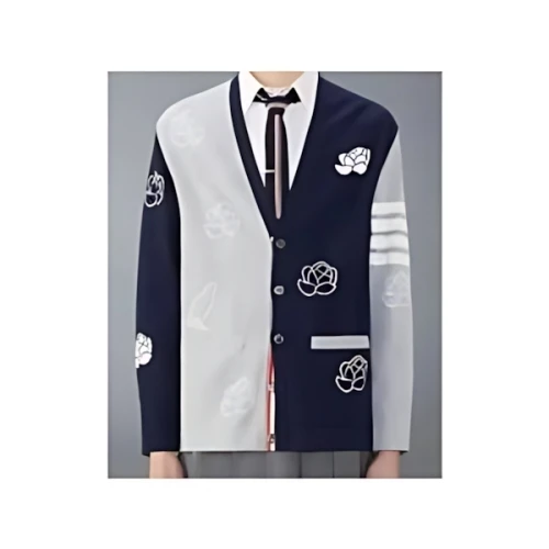 THOM BROWNE FUNMIX　コットン　4BAR　ローズ＆レイブン　カーディガン