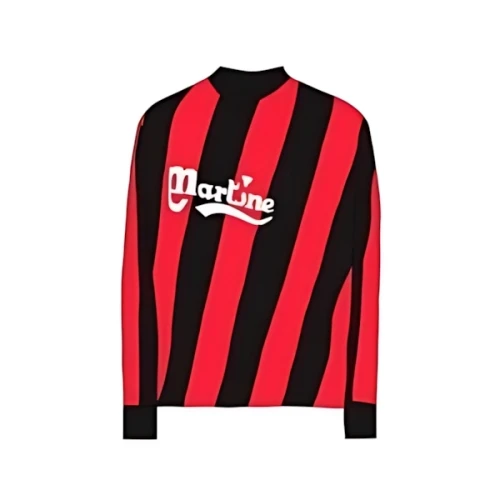 MARTINE ROSE Asymmetric Stripe Twisted Logo Football Top