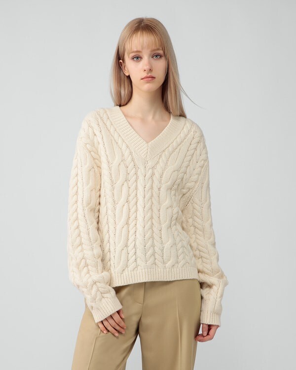 Theory Felted Wool Cash Cable Sweater