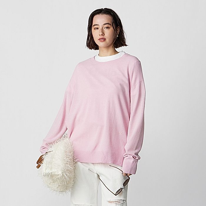 MADISONBLUE STONE WASH LOOSE CREW NECK PO